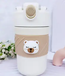 Термос дитячий «Cute Bear» поїлка з трубочкою нержавіюча сталь 420 мл Бежево-коричневий - мініатюра 2