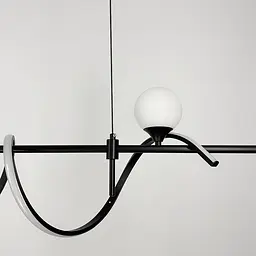 Видовжена чорна LED люстра із світлодіодною хвилею та білим плафоном Line.F MJ 189-1500 BK - мініатюра 2