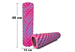 Масажний ролик EasyFit Bubbles 45 см Рожевий-блакитний (EF-3341-1-P) - мініатюра 3