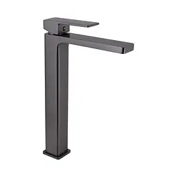 Змішувач для умивальника Qtap Gemini високий QTGEM269GMB45680 Gunmetal Black PVD Шліфований чорний хром