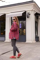 Жіноча сорочка для вагітних стилю oversize в клітинку для майбутніх мам Siena L - XL (46 - 48) Lullababe червоний - мініатюра 6