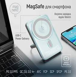 Повербанк Powerbank ColorWay PB-100LPA2MT-WPDD 10000mAh 15W MagSafe Watch (USB-C PD 22.5W) Aquamarine - мініатюра 7