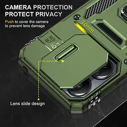 Ударостійкий чохол Camshield Army Ring для Xiaomi Poco X6 Pro Оливковий / Army Green - мініатюра 4