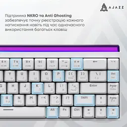 Клавіатура Ajazz NK68 Red Switch USB UA White (NK68-R-W) - мініатюра 12