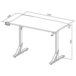 Комп'ютерний стіл Gamepro GD210B Black 1120 x 600 мм (GD210B) - мініатюра 7