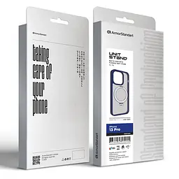 Чехол для Apple iPhone 13 Pro, Unit Stand, синий, MagSafe, противоударный защитный чехол-панель с подставкой, поддержкой магнитных держателей и беспроводной зарядки, защита всего корпуса, силикон + поликарбонат, ArmorStandart (ARM74899) - мініатюра 2