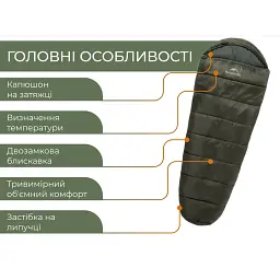 Спальник з капюшоном Naturehike CNK2300SD014 MJ600 Січ, зелений - мініатюра 8