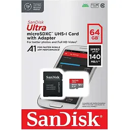 Карта пам'яті SanDisk microSDXC Ultra 64GB UHS-I A1 V10 + SD Adapter (SDSQUAB-064G-GN6MA) [166665] - мініатюра 4