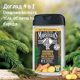 Гель-шампунь для чоловіків Le Petit Marseillais 4 в 1 Імбир і кипарис 250 мл - мініатюра 6