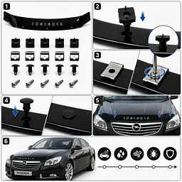 Дефлектор капота мухобойка Opel Insignia 2008- Євро Кріплення Vip Tuning (OP23) - мініатюра 2