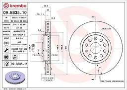 Диск гальмівний вентильований VW Tiguan II, Sharan, Seat Alhambra II, 10-25р Brembo (09.B635.11)