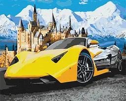 Картина за номерами на підрамнику Brushme Lamborghini біля замку