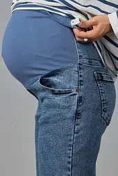 Джинси для вагітних Mom Fit для майбутніх мам зі спеціальним поясом XL (50) Leyton Юла Мама синій - мініатюра 9