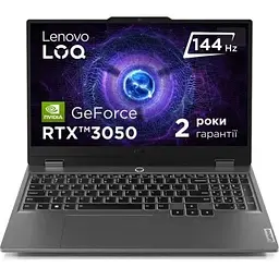 Ноутбук 15" Lenovo LOQ 15IAX9 (83GS00UYRA) Grey, 15.6" (1920x1080, IPS, 144 Hz), Intel Core i5-12600HX (12х3.3-4.6GHz), 16GB DDR5,