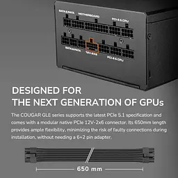 Блок живлення Cougar GLE 1000 1000W 80 Plus Gold Modular (GLE1000) - мініатюра 10