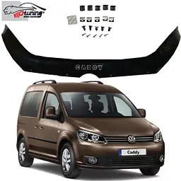 Дефлектор капоту мухобійка Volkswagen Caddy 2015- Євро Кріплення (Vip Tuning) VW 65