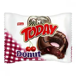 Пончик Elvan Donut Today Donut Dark Cherry шоколадний з вишневим джемом в шоколаді 50 г