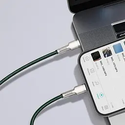Кабель Baseus Cafule Metal Type-C to Lightning PD 20W (2m) green (CATLJK-B06) - мініатюра 4