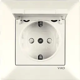 Розетка із заземленням із захисною кришкою зі шторками VIKO Meridian Кремовий (90970212-WH)