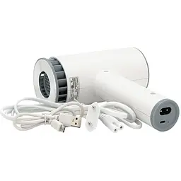 Бездротовий фен Voltronic CFJ-1, 2600mAh, 2 режими (від батареї лише холодний режим), зарядка від 220V + microUSB, 145х70х199, White - мініатюра 4