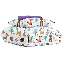 Комплект постільної білизни Cosas Colorful animals CS8 Підлітковий бежевий (AnimalsMushrooms_El80-PlumLight_155)
