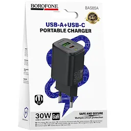 МЗП Borofone BAS85A Star PD30W+QC3.0 (1USB-A/1C) Black - мініатюра 2