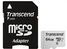 Карта памяті Transcend microSDXC 64GB UHS-I U1 (TS64GUSD300S-A) + SD адаптер (6412860)