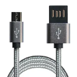 Дата кабель USB 2.0 AM to Micro 5P 1.0m Grey/Black Grand-X (FM02) - мініатюра 3