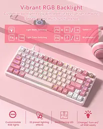 Ігрова дротова механічна клавіатура Womier VK75 / Cream Switch / Pink - мініатюра 3