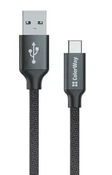 Кабель USB AM - Type-C, 1 м, чорний, ColorWay, 2.1A (CW-CBUC003-BK)