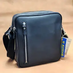 Чоловіча шкіряна сумка через плече GS 22*20*7 см чорна (БМ 001 черн) 200 - мініатюра 5