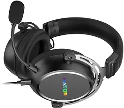 Ігрові навушники з мікрофоном HATOR ESH-50 HYPERGANG 3 SyncHUB USB 7.1 Hi-Res Black - мініатюра 6