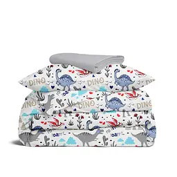 Дитяча постільна білизна в ліжечко DINO CS21, блакитний (DinoCactusBlueGrey_52Grey_140)