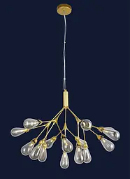 Люстра стельова Levistella 918LP268-15 GD+BK, 15 плафонов, золото + чорний, метал + скло, сучасний стиль для вітальні - мініатюра 2