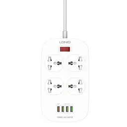 Мережевий зарядний пристрій подовжувач LDNIO SC4407 4 USB 4 розетки 2m білий - мініатюра 3