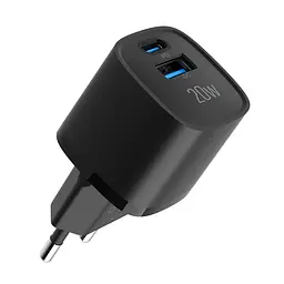 Зарядний пристрій мережевий MAKE 20W GaN3 Mini Type-C PD3.0 + USB QC3.0 Black - мініатюра 6