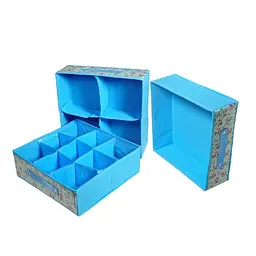 Органайзер для зберігання з 3 ящиками блакитний 31×31×31,5 см, з тканинними вставками - мініатюра 2