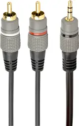 Аудіо-кабель 3,5mm/2xRCA (F) (пальчик-два тюльпана) Cablexpert (CCA-352-1.5M), 1.5m Black