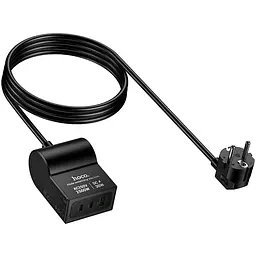 МЗП AC33 Win 1 position 30W QC+PD (1USB-A/2C/1Socket) (1.5m) Black Hoco teh0029630 - мініатюра 6