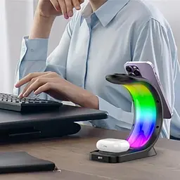 Бездротова док-станція 3-в-1 T17 MagSafe RGB чорний - мініатюра 6