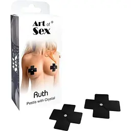 Сексуальні наклейки на груди зі стразом Art of Sex Ruth pestis with Crystal чорні One size - мініатюра 3