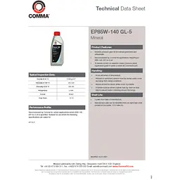 Трансмісійна олія Comma EP 85W-140 GEAR OIL 1л HMG1L HMG1L - мініатюра 3