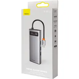 Концентратор Baseus USB3.1 Type-C to USB C(PD)100W/HDMI 4K 30Hz/VGA/USB3.2/RJ45/SD+TF,9in1 Grey (CAHUB-CU0G) - мініатюра 8