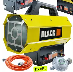 Газовий обігрівач / Газова теплова гармата (дуйка) 15 кВт BLACK (Пропан/Бутан) + шланг і редуктор (Польща)