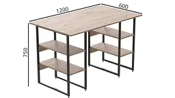 Комп'ютерний стіл Ferrum-decor Карен 75x120x60 чорний ДСП Дуб Сан-Марино 32мм (FRD-102048) - мініатюра 2