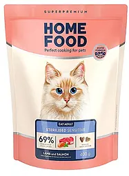 Сухий корм для котів із чутливим травленням Home Food Adult з ягням та лососем, 400 г