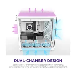 Корпус для ПК NZXT H9 Flow Dual-Chamber All White (CM-H92FW-01) - мініатюра 6