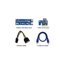 Райзер PCI-E x1 to 16x 60cm USB 3.0 Cable SATA to 6Pin Power v.006C Dynamode (RX-riser-006c 6 pin) - мініатюра 4