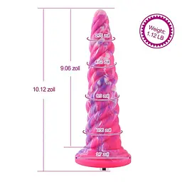 Фантазійний фалоімітатор 10.12″ для секс-машин Hismith Silicone Dildo rose Monster Series, KlicLok - мініатюра 4