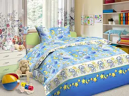 Дитячий комплект постільної білизни Ecotton 110х140 см в ліжечко Ведмедик блакитний (07178) (7178)
